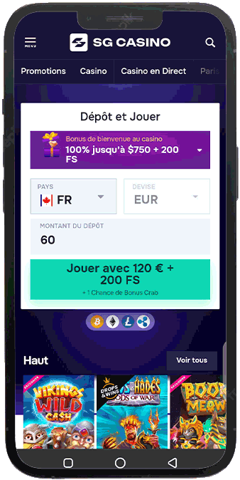 Version mobile SG Casino