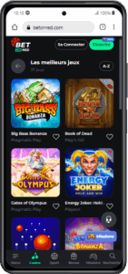 Version mobile sur Xiaomi de BetOnRed