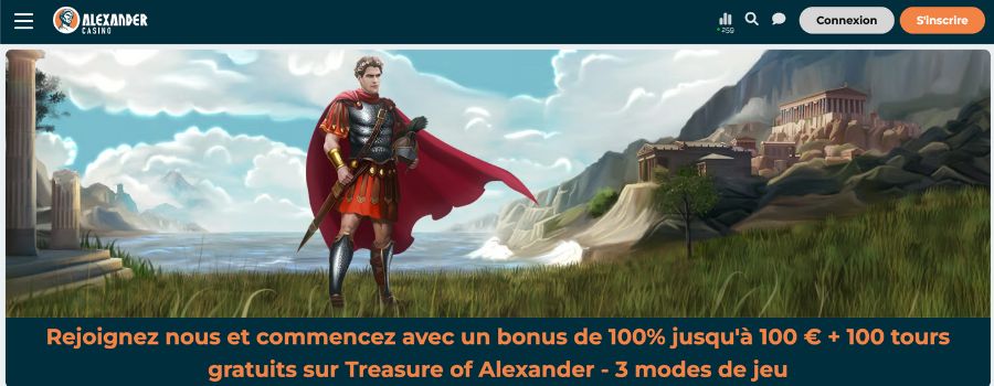 Bonus de bienvenue Alexander Casino