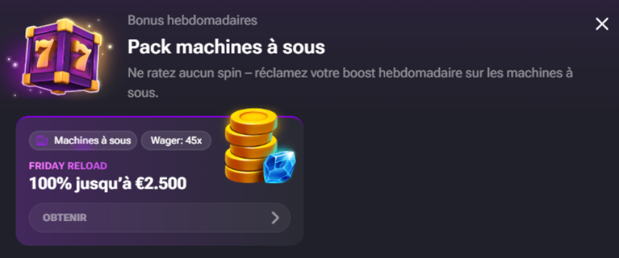 Bonus hebdo Winstler Casino