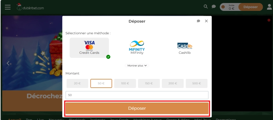 DublinBet dépôt étape2