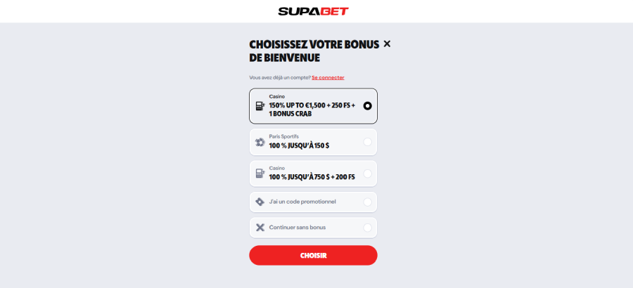 Inscription sur SupaBet étape1