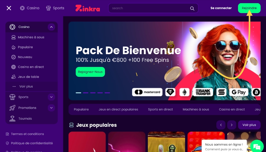 Inscription sur Zinkra étape1