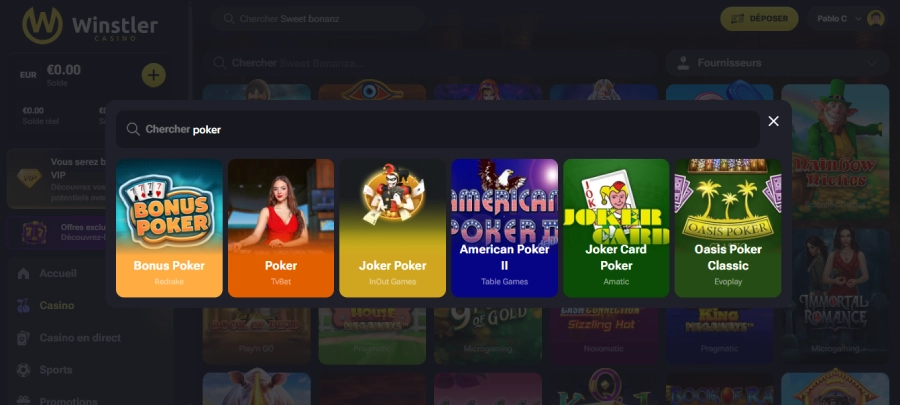 Jeux de table sur Winstler Casino