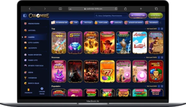 Interface de Casombie Casino en ligne sur ordinateur.