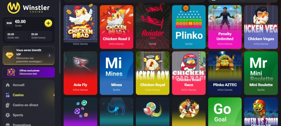 Mini-jeux sur Winstler Casino