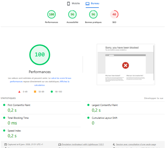 Performance Winstler Casino sur ordinateur