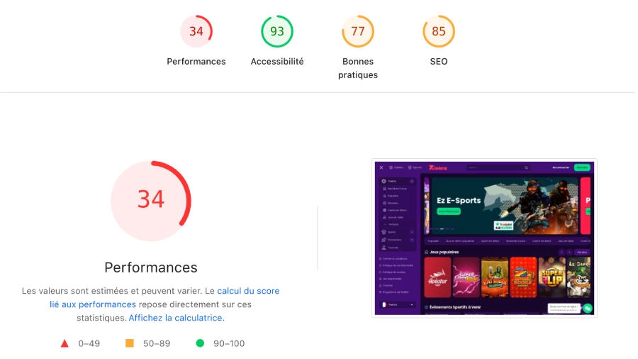 Performance de Zinkra sur ordinateur