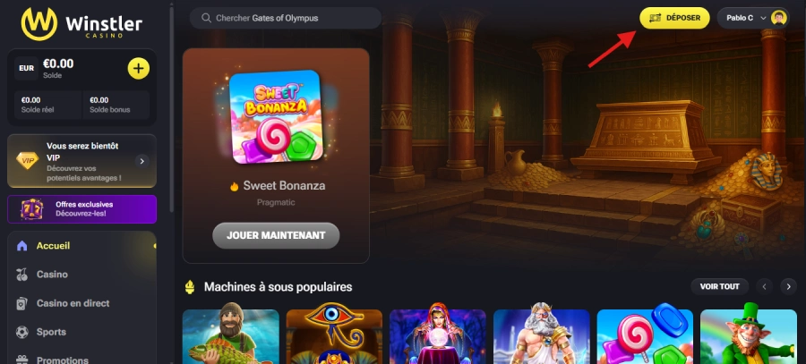 Winstler Casino dépôt étape1