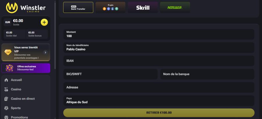 Winstler Casino retrait étape2