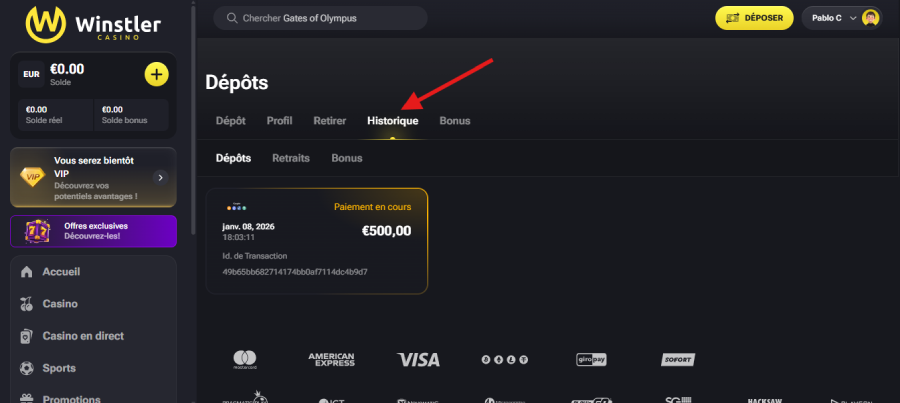 Winstler Casino retrait étape3