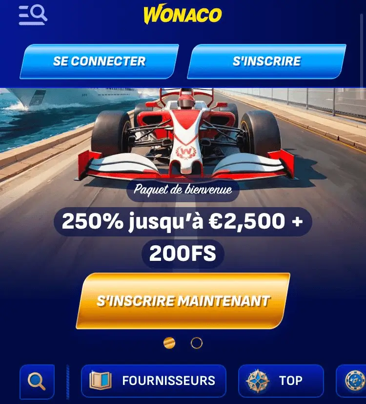 Bonus de bienvenue sur Wonaco Casino