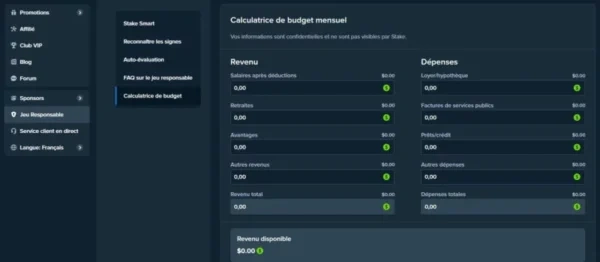 budget mensuel stake casino