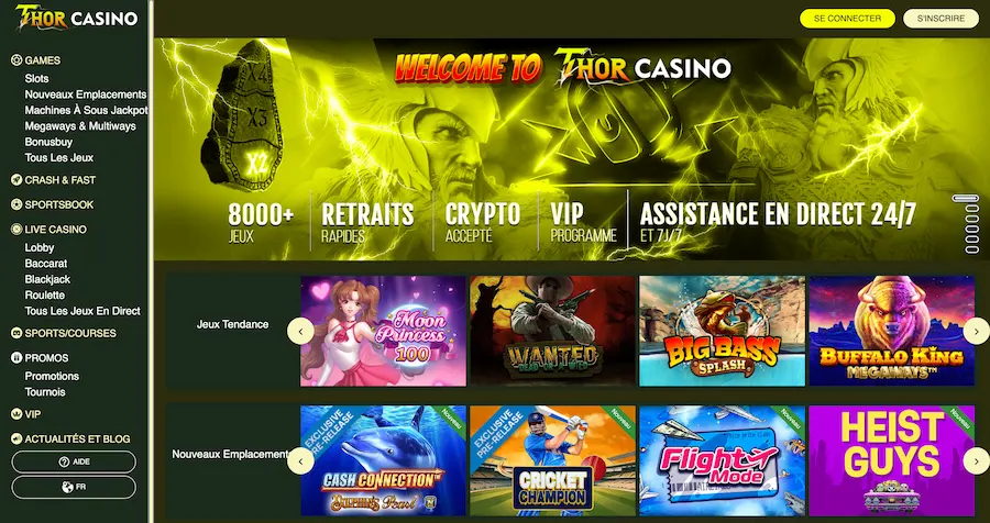 page d'accueil thor casino