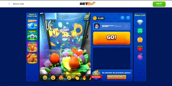 capture decran bonus crab betriot casino