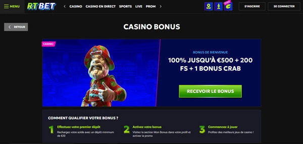capture decran bonus rtbet casino