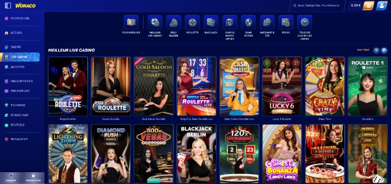 wonaco casino testez les jeux de casino live avec de vrais croupiers