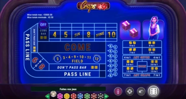 capture d'écran craps playngo