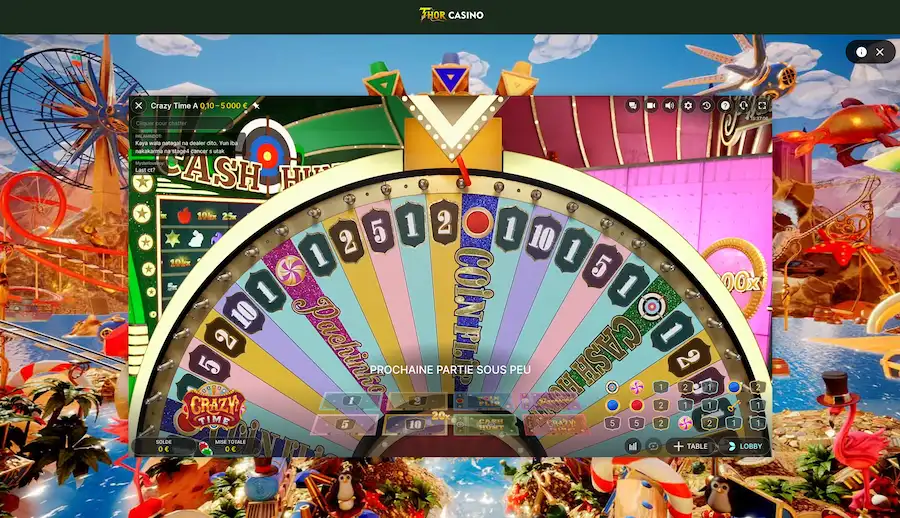 crazy time sur thor casino