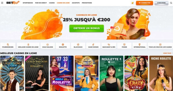 capture decran daccueil betriot casino
