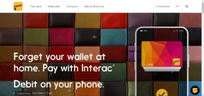 capture d'écran d'accueil interac