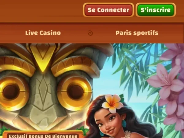 capture d'écran d'accueil tiki casino
