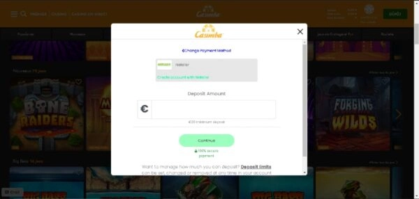 capture decran depot casimba casino