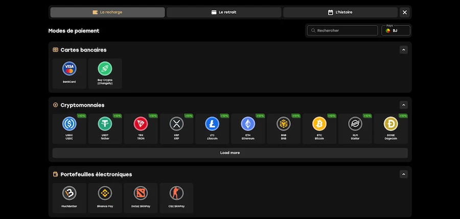 processus de dépôt sur Fairspin Casino