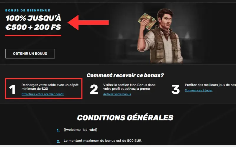 Capture d'écran dépôt Visa étape 1