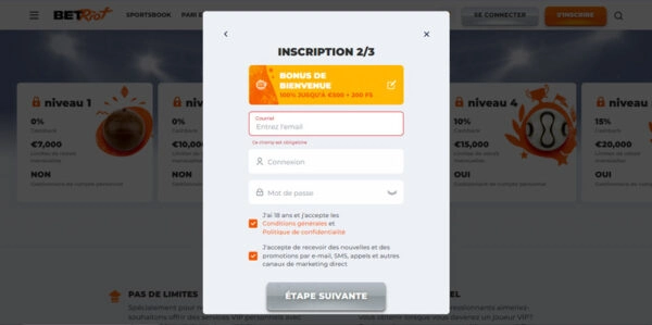 capture decran inscription betriot casino etape3