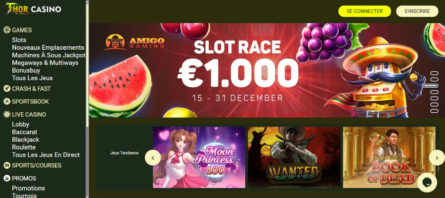 capture d'écran inscription étape 1 Thor Casino
