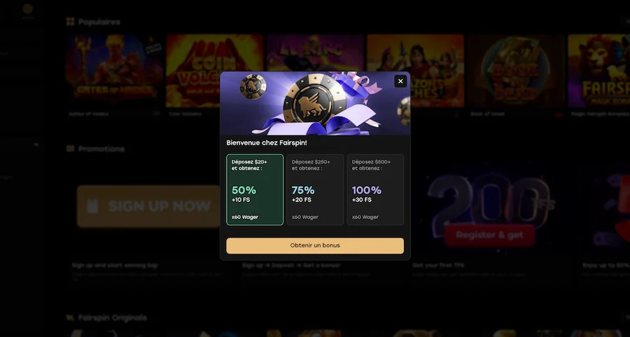 Inscription sur Fairspin Casino : Étape 4