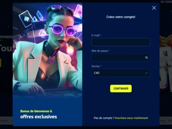 capture d'écran inscription scibet casino