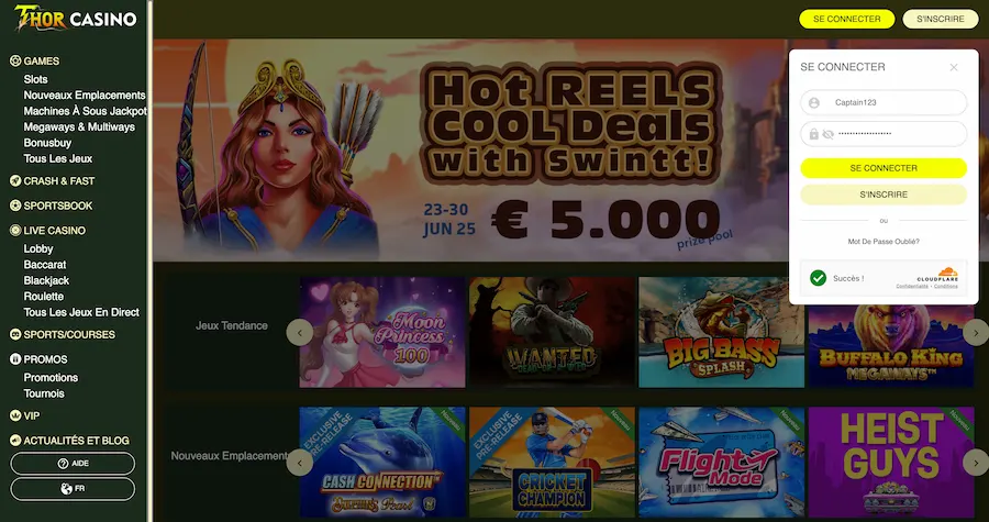 inscription thor casino étape 5