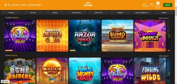 capture decran jeux casimba casino