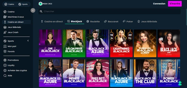 capture decran jeux de table mega dice casino