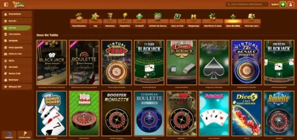 capture d'écran jeux de table tiki casino