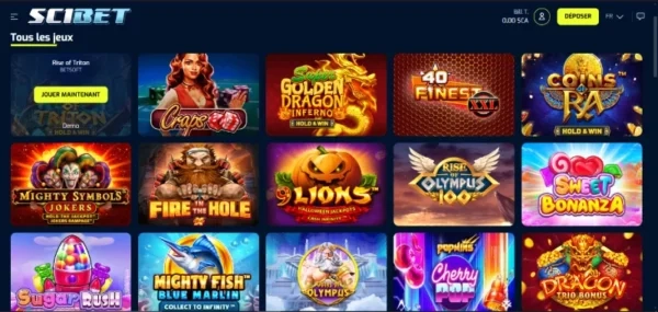 capture d'écran jeux scibet casino