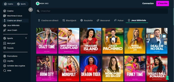 capture decran jeux tv mega dice casino