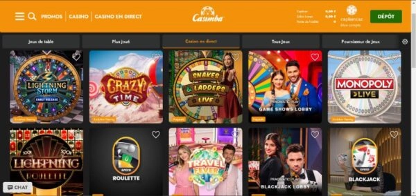 capture decran live casino casimba casino