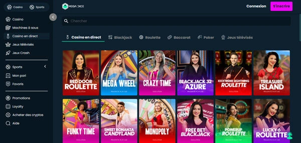 capture decran live casino mega dice casino