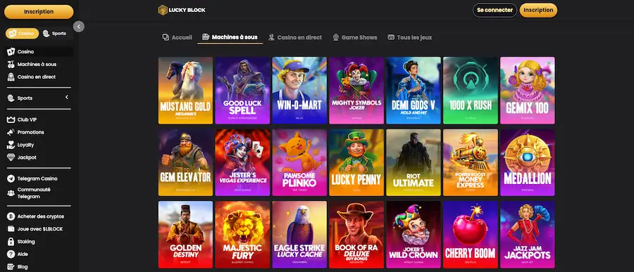machines à sous sur lucky block casino