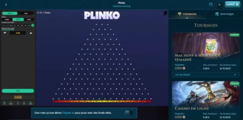 capture d'écran mini jeu plinko slotuna casino