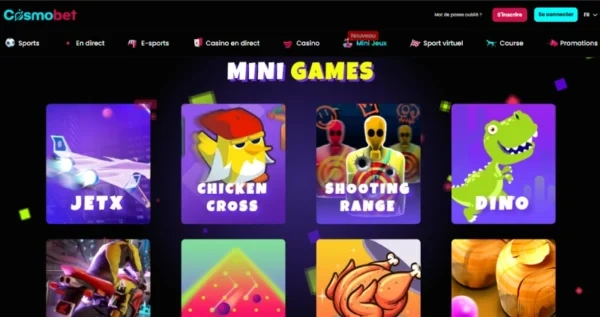 capture decran mini jeux cosmobet casino