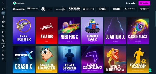 capture decran mini jeux mega dice casino