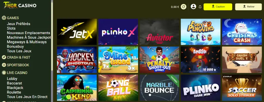 capture d'écran mini jeux Thor Casino