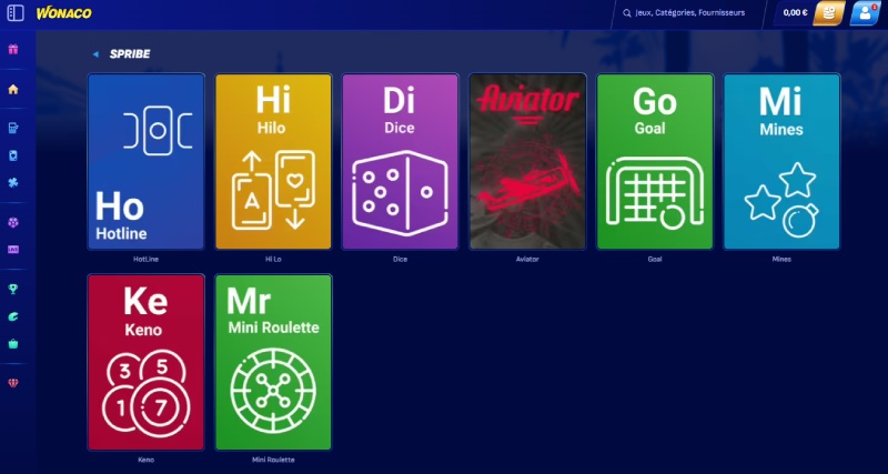 wonaco casino les mini-jeux de spribe