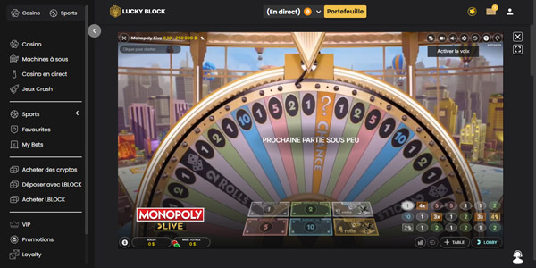 monopoly sur lucky block casino