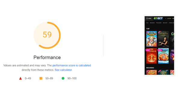 capture decran performance mobile rtbet casino