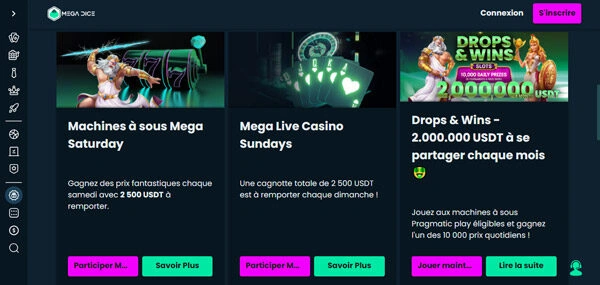 capture decran promotions mega dice casino